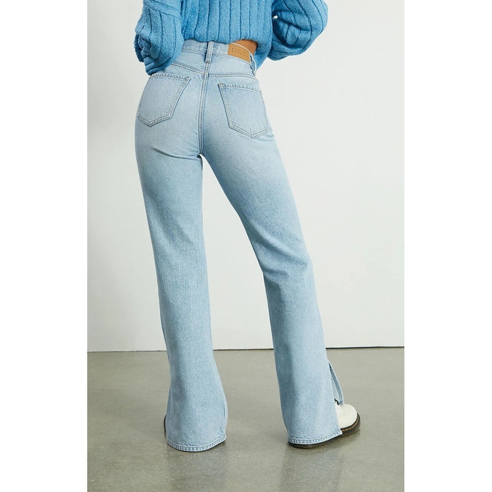 PacSun Eco Light Blue Slit High Waisted Bootcut Jeans Woman's Size 23 New - Picture 2 of 9